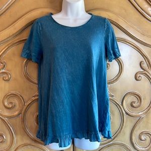 Altar’d State teal washed ruffled tee